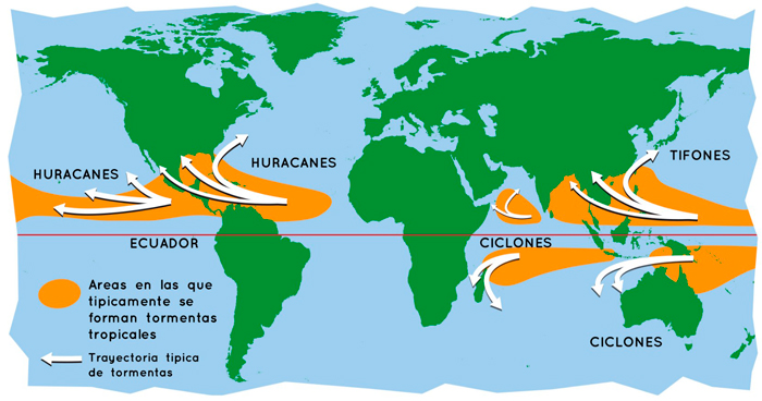 Ciclones tropicales, tifones y huracanes
